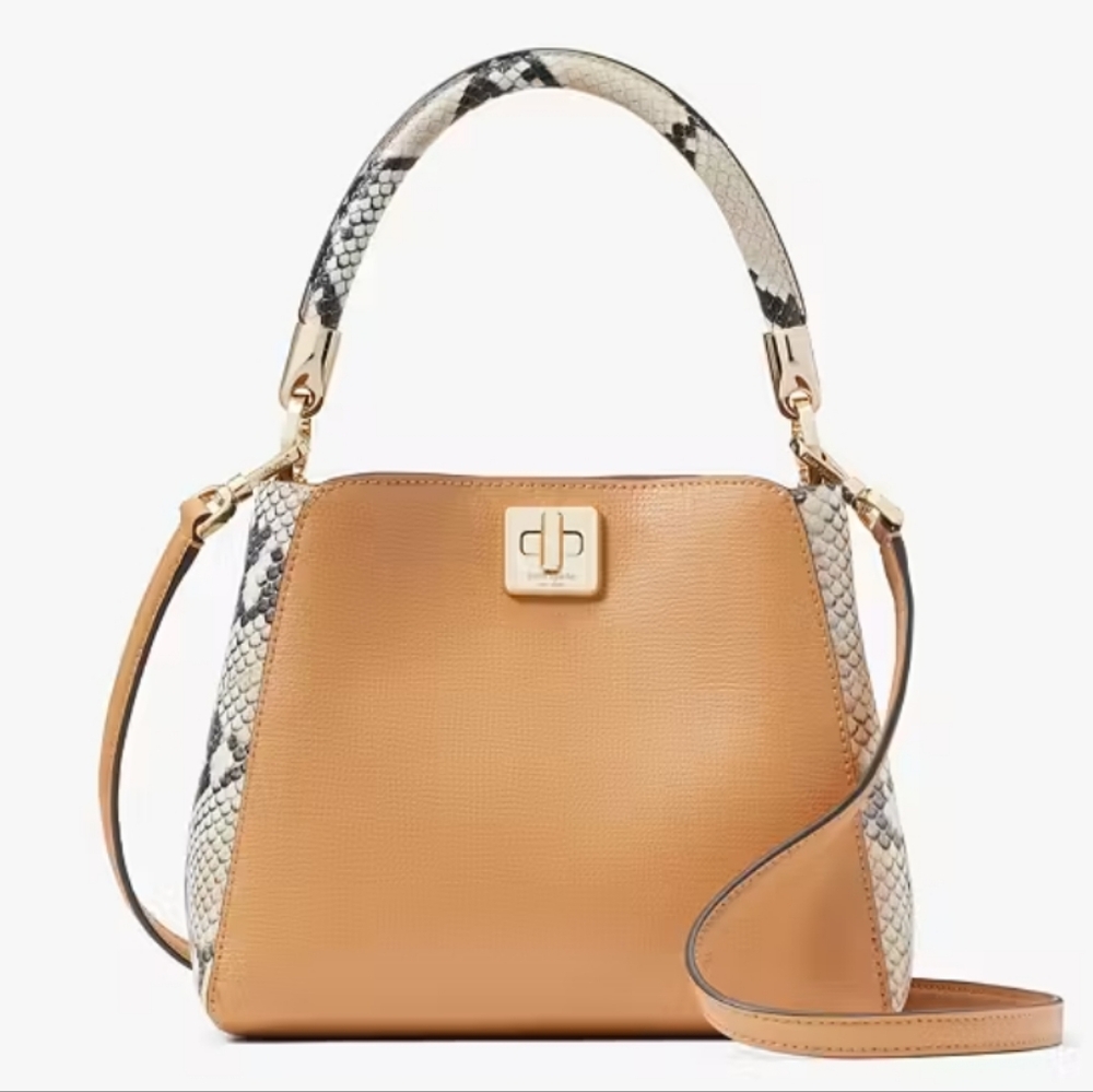 Phoebe Snake Embossed Top Handle Satchel